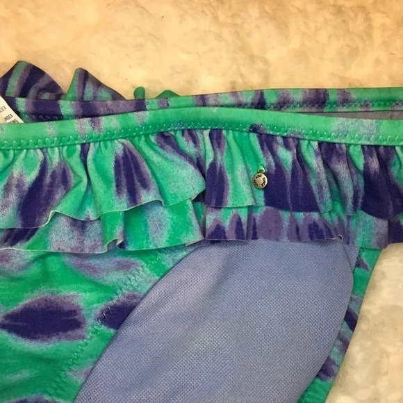 American Eagle Outfitters Tie Dye Ruffle Bikini Bottoms Women’s Size Large - Picture 2 of 6